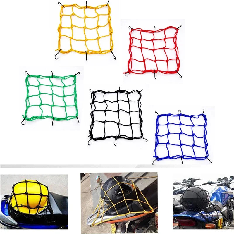 40*40cm Motorrad Gepäcknetz Gepäcknetz Helm Seil Aufbewahrungstasche Schnurhalter Tank Mesh Einstellbare 6 Haken Gepäck